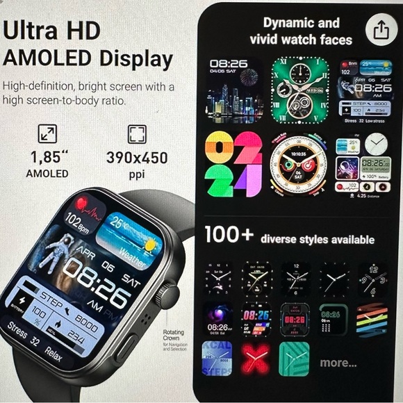 TOZO AMULED S6 smart watch - Picture 2 of 6